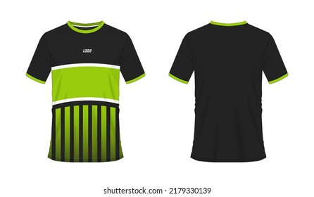 T-shirt green and black soccer or football template for team club on white background. Jersey sport, vector illustration eps 10.