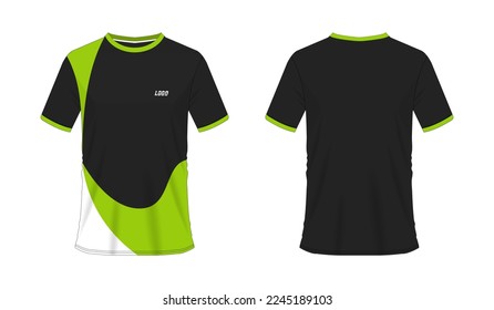 T-shirt green and black soccer or football template for team club on white background. Jersey sport, vector illustration eps 10.