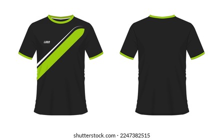 T-shirt green and black soccer or football template for team club on white background. Jersey sport, vector illustration eps 10.