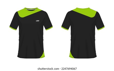 T-shirt green and black soccer or football template for team club on white background. Jersey sport, vector illustration eps 10.