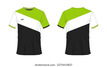 T-shirt green and black soccer or football template for team club on white background. Jersey sport, vector illustration eps 10.