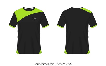 T-shirt green and black soccer or football template for team club on white background. Jersey sport, vector illustration eps 10.