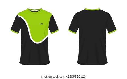 T-shirt green and black soccer or football template for team club on white background. Jersey sport, vector illustration eps 10.