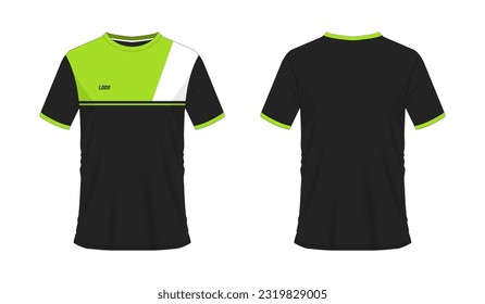 T-shirt green and black soccer or football template for team club on white background. Jersey sport, vector illustration eps 10.