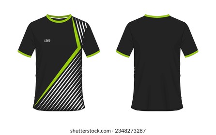 T-shirt green and black soccer or football template for team club on white background. Jersey sport, vector illustration eps 10.