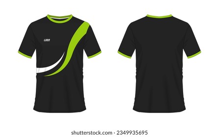 T-shirt green and black soccer or football template for team club on white background. Jersey sport, vector illustration eps 10.