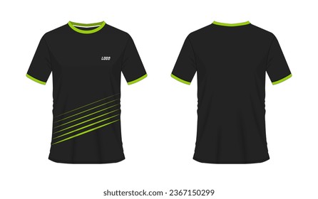 T-shirt green and black soccer or football template for team club on white background. Jersey sport, vector illustration eps 10.