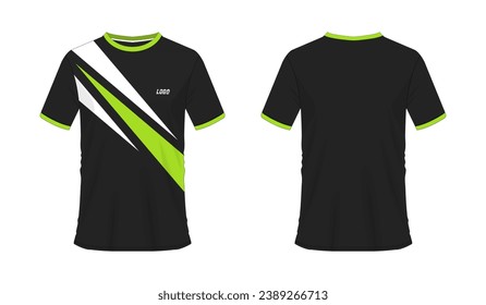 T-shirt green and black soccer or football template for team club on white background. Jersey sport, vector illustration eps 10.