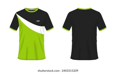 T-shirt green and black soccer or football template for team club on white background. Jersey sport, vector illustration eps 10.