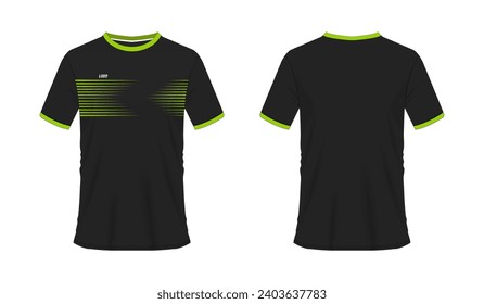 T-shirt green and black soccer or football template for team club on white background. Jersey sport, vector illustration eps 10.