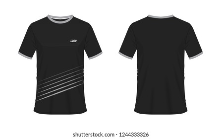 T-shirt Grey And Black Soccer Or Football Template For Team Club On White Background. Jersey Sport, Vector Illustration Eps 10.