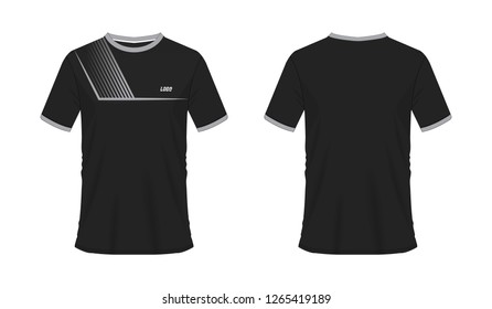 T-shirt grey and black soccer or football template for team club on white background. Jersey sport, vector illustration eps 10.