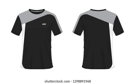 T-shirt grey and black soccer or football template for team club on white background. Jersey sport, vector illustration eps 10.
