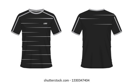 T-shirt grey and black soccer or football template for team club on white background. Jersey sport, vector illustration eps 10.