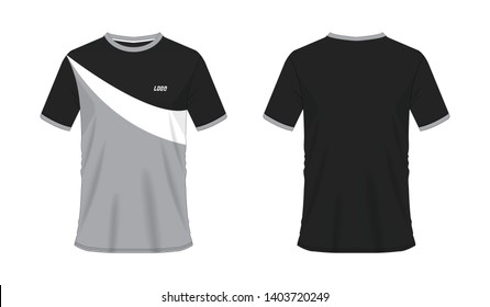 T-shirt grey and black soccer or football template for team club on white background. Jersey sport, vector illustration eps 10.