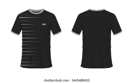 T-shirt grey and black soccer or football template for team club on white background. Jersey sport, vector illustration eps 10.