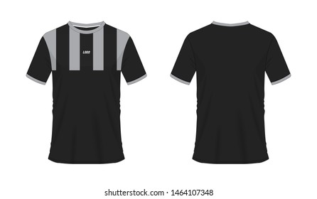 T-shirt grey and black soccer or football template for team club on white background. Jersey sport, vector illustration eps 10.
