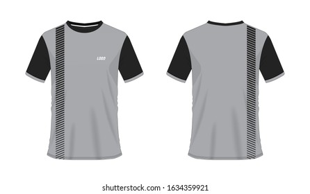 T-shirt grey and black soccer or football template for team club on white background. Jersey sport, vector illustration eps 10.