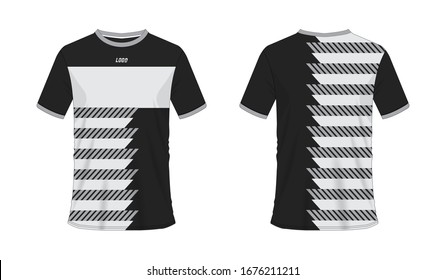 T-shirt grey and black soccer or football template for team club on white background. Jersey sport, vector illustration eps 10.