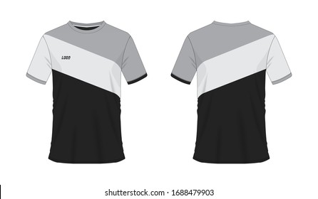 T-shirt grey and black soccer or football template for team club on white background. Jersey sport, vector illustration eps 10.