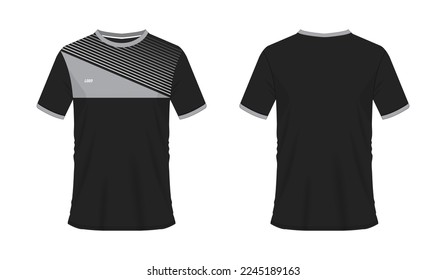 T-shirt grey and black soccer or football template for team club on white background. Jersey sport, vector illustration eps 10.