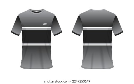 T-shirt grey and black soccer or football template for team club on white background. Jersey sport, vector illustration eps 10.