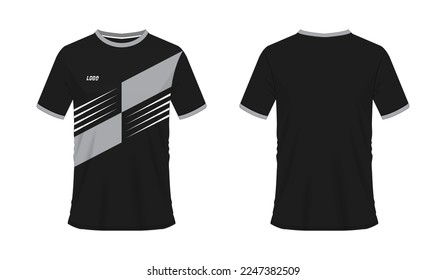 T-shirt grey and black soccer or football template for team club on white background. Jersey sport, vector illustration eps 10.