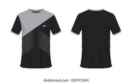 T-shirt grey and black soccer or football template for team club on white background. Jersey sport, vector illustration eps 10.