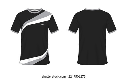 T-shirt grey and black soccer or football template for team club on white background. Jersey sport, vector illustration eps 10.