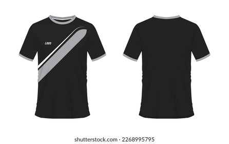 T-shirt grey and black soccer or football template for team club on white background. Jersey sport, vector illustration eps 10.