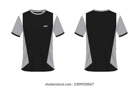 T-shirt grey and black soccer or football template for team club on white background. Jersey sport, vector illustration eps 10.