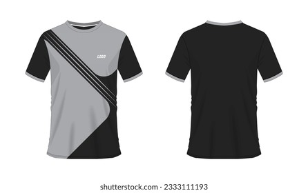 T-shirt grey and black soccer or football template for team club on white background. Jersey sport, vector illustration eps 10.