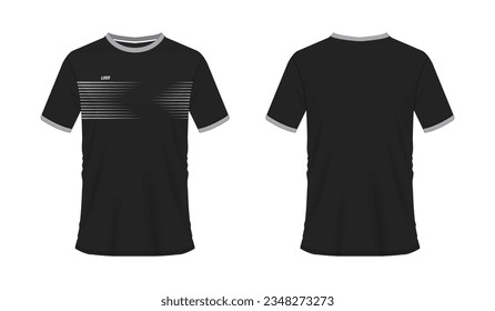 T-shirt grey and black soccer or football template for team club on white background. Jersey sport, vector illustration eps 10.
