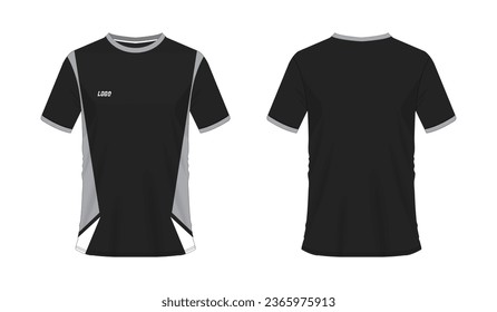 T-shirt grey and black soccer or football template for team club on white background. Jersey sport, vector illustration eps 10.