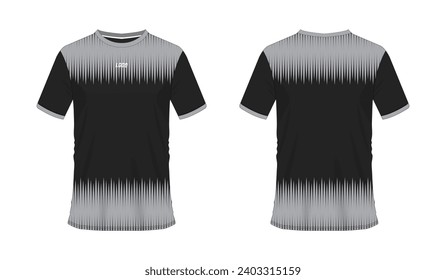 T-shirt grey and black soccer or football template for team club on white background. Jersey sport, vector illustration eps 10.