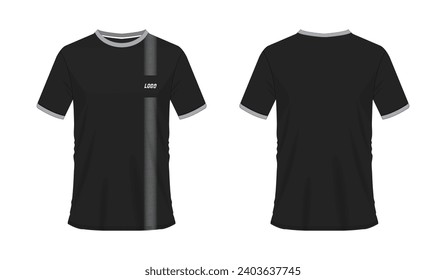 T-shirt grey and black soccer or football template for team club on white background. Jersey sport, vector illustration eps 10.