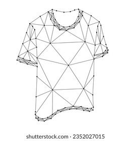 T-shirt with half sleeves, from abstract futuristic polygonal black lines and dots