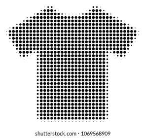 T-Shirt halftone vector pictogram. Illustration style is dotted iconic T-Shirt icon symbol on a white background. Halftone matrix is circle points.