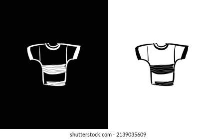 T.Shirt  Hand-drawn illustration with a white and black background. Vector symbol