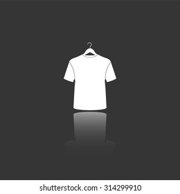 t-shirt hanger vector icon with mirror reflection