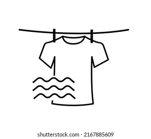 T-shirt Hanging On A Clothesline Vector Icon Symbol Isolated On White Background. Vector Graphic.
