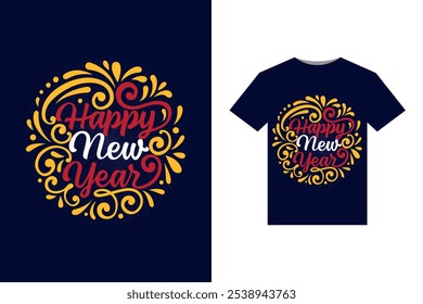 T-Shirt Happy New Year 2025  vector