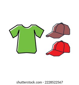 t-shirt and hat icon, clothing logo illustration, a simple vector design
