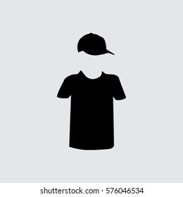 Tshirt and hat vector icon