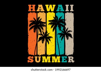 T-shirt hawaii summer palm tree sunset color retro vintage style