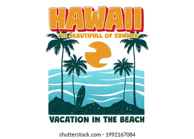 T-shirt hawaii summer vacation beach hand drawn style