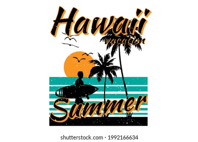 T-shirt hawaii vacation summer beach surf retro vintage style
