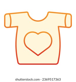 T-shirt with heart flat icon. Clothes orange icons in trendy flat style. Secondhand gradient style design, designed for web and app. Eps 10