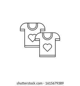 t-shirt, heart, friendship icon. Simple thin line, outline vector of friendship icons for ui and ux, website or mobile application