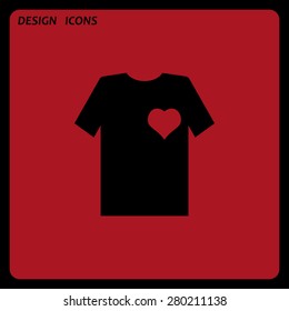 T-shirt and heart  icon. vector design. Flat design style 